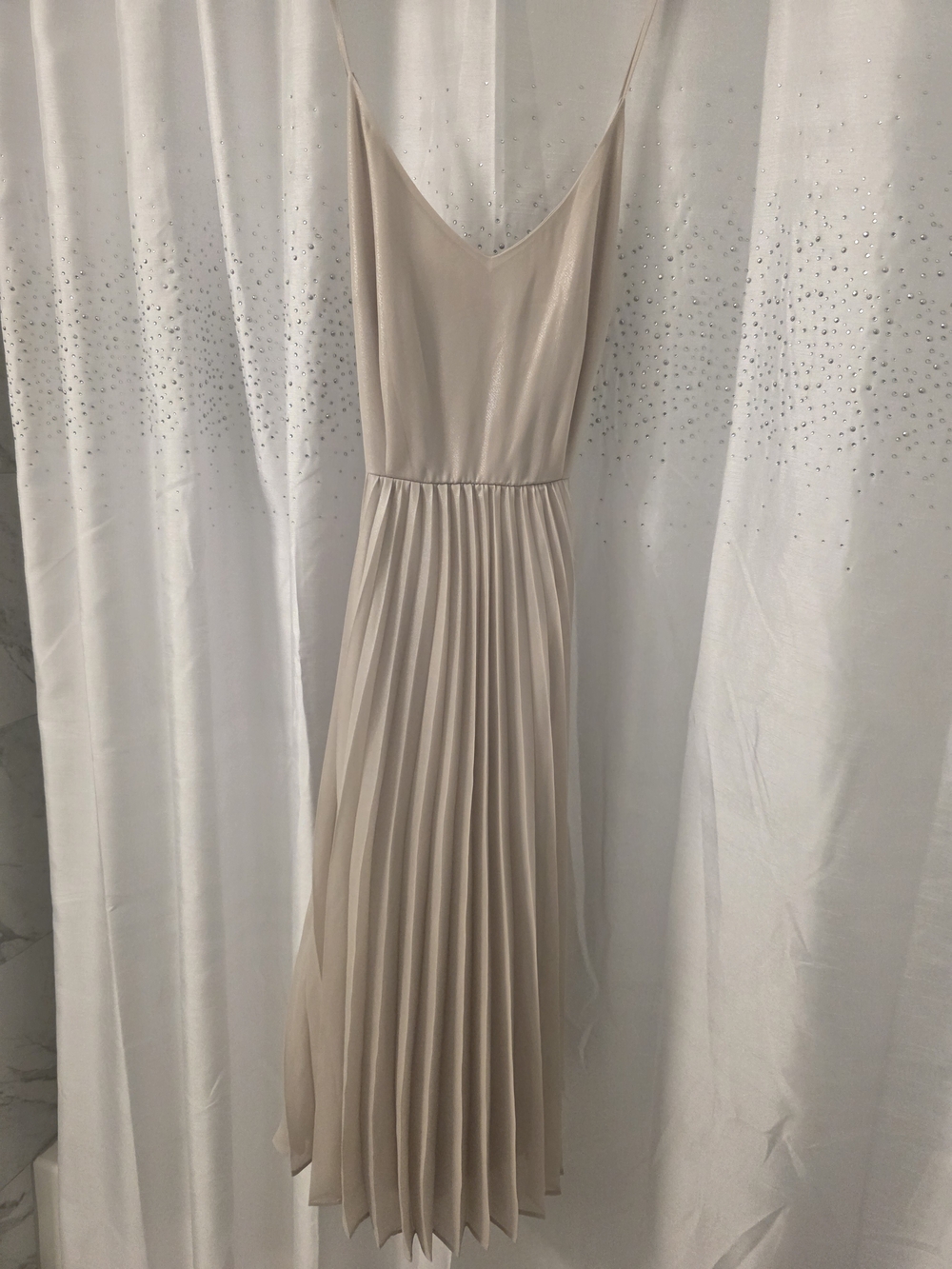 LC Lauren Conrad Pleated Spaghetti-Strap Maxi Dress in Silver